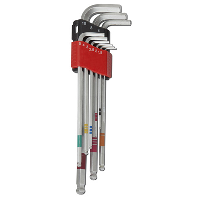 9pc color-ring extra-long ball point hex key wrench set